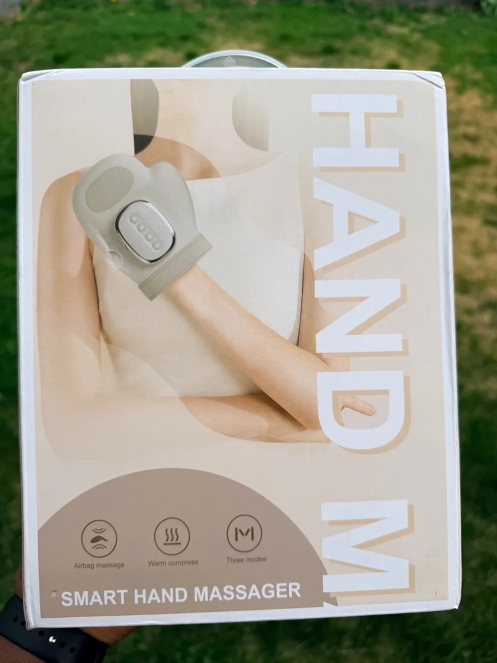Beige Smart Hand Massager Glove with Heat and Airbag Massage